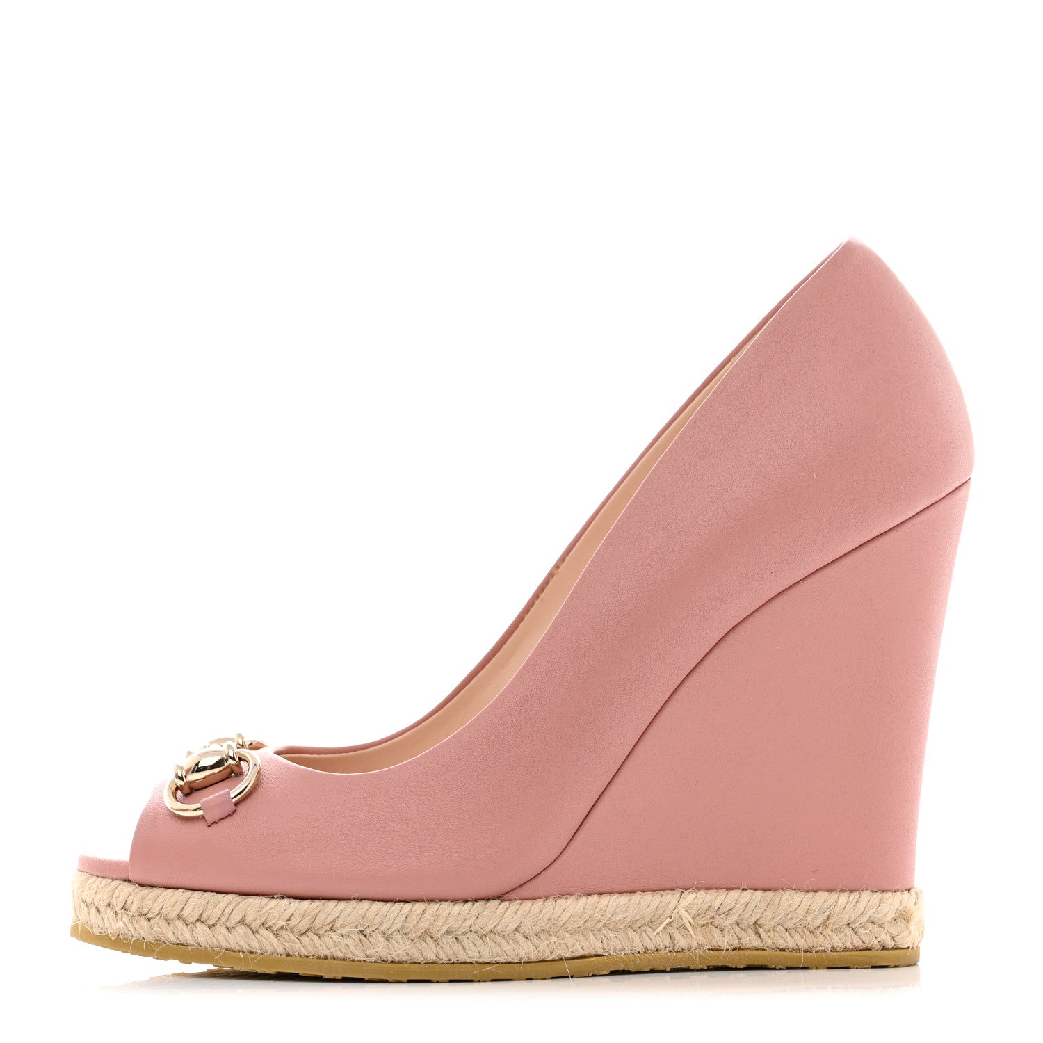 Gucci Miro Soft Calfskin Horsebit Wedges 36.5 Soft Pink 1 of 9