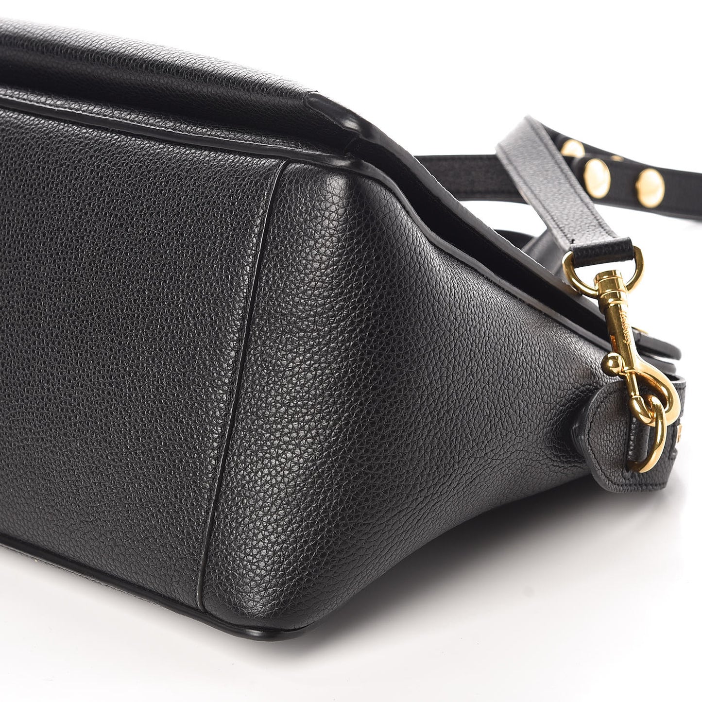 Small Classic Grain Stud Tote Black