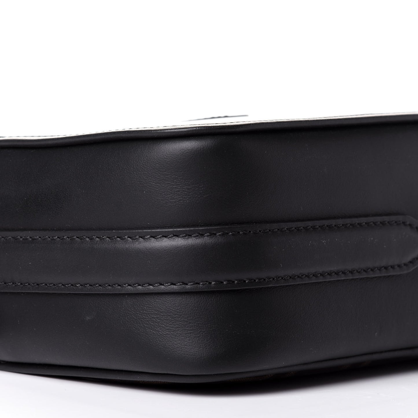 Glazed Fabric Vitello Century FF 1974 Stamp Patch Camera Case Mogano Panna Black