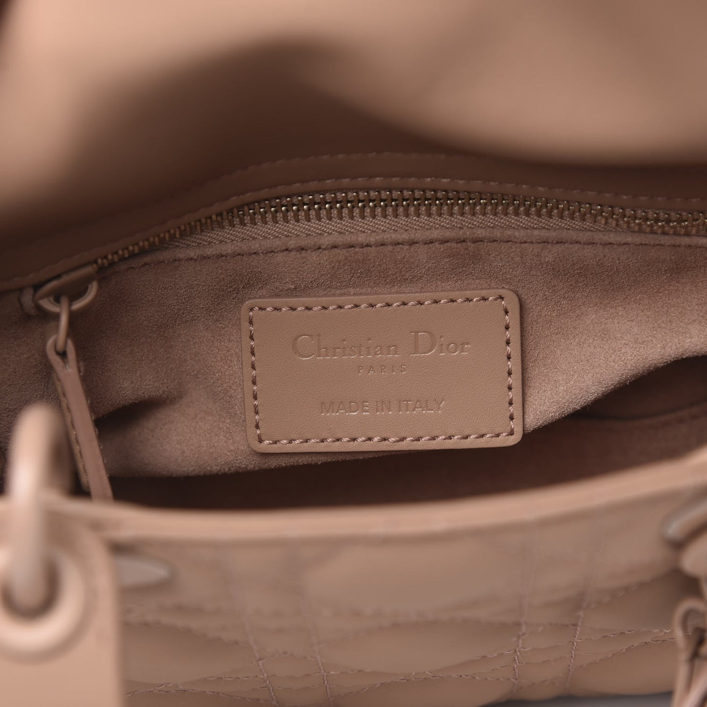 Ultra Matte Calfskin Cannage Mini Lady Dior Light Beige