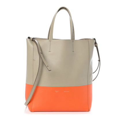 Celine Grained Calfskin Small Vertical Bi-Cabas Fluo Orange Taupe 1 of 9