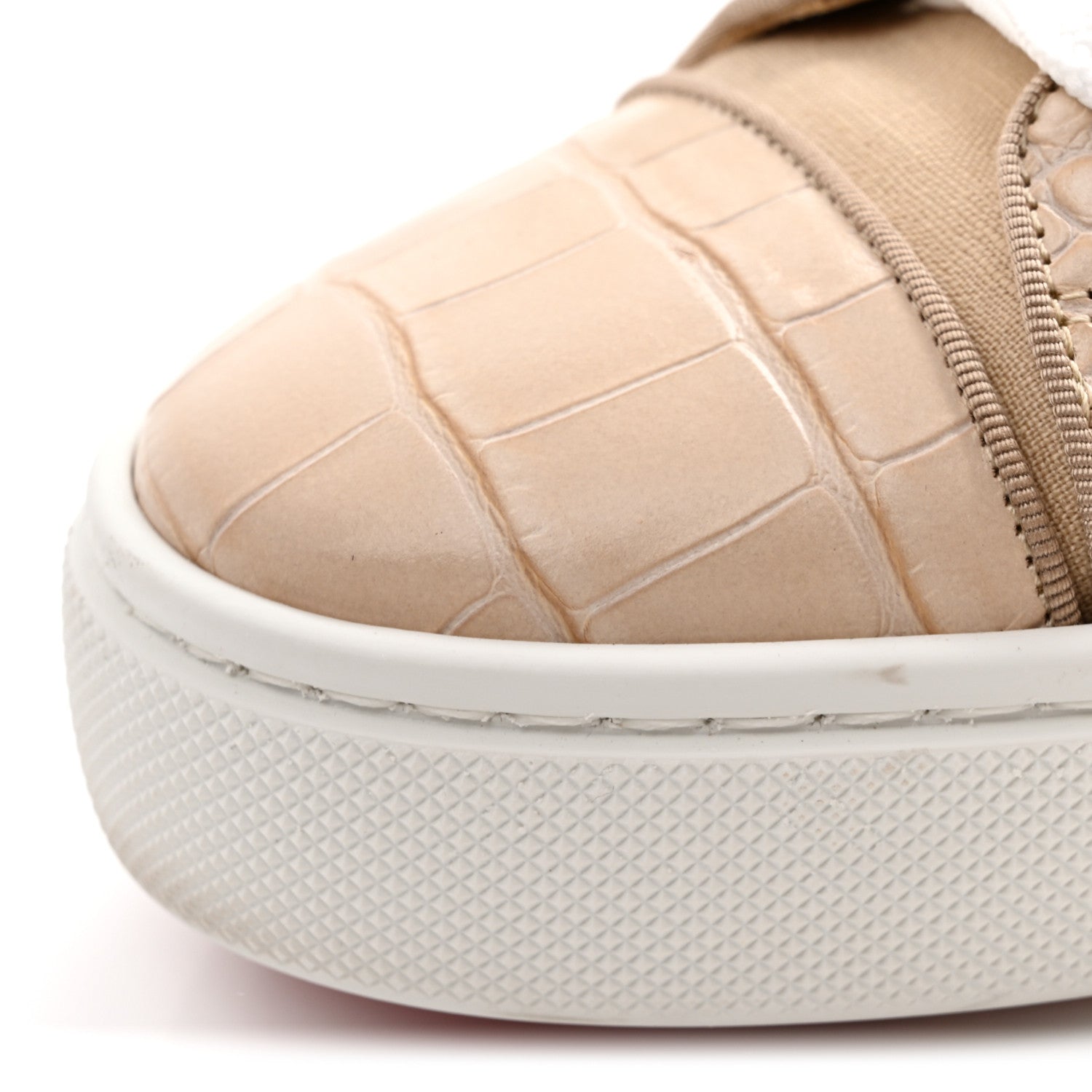 Christian Louboutin Calfskin Crocodile Embossed Vieirissima Orlato Flat Sneakers 39 Nougat 10 of 12