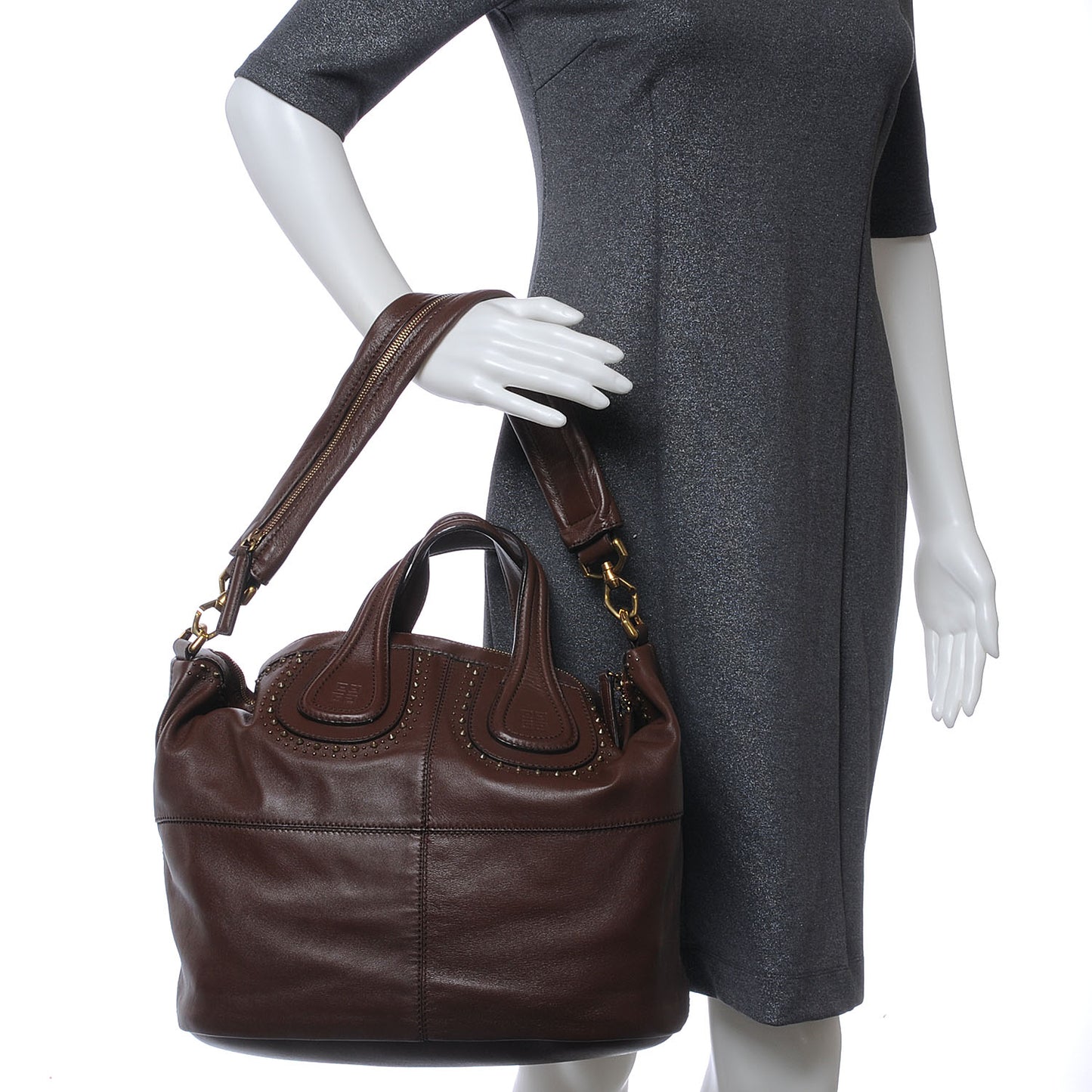 Lambskin Studded Medium Nightingale Brown