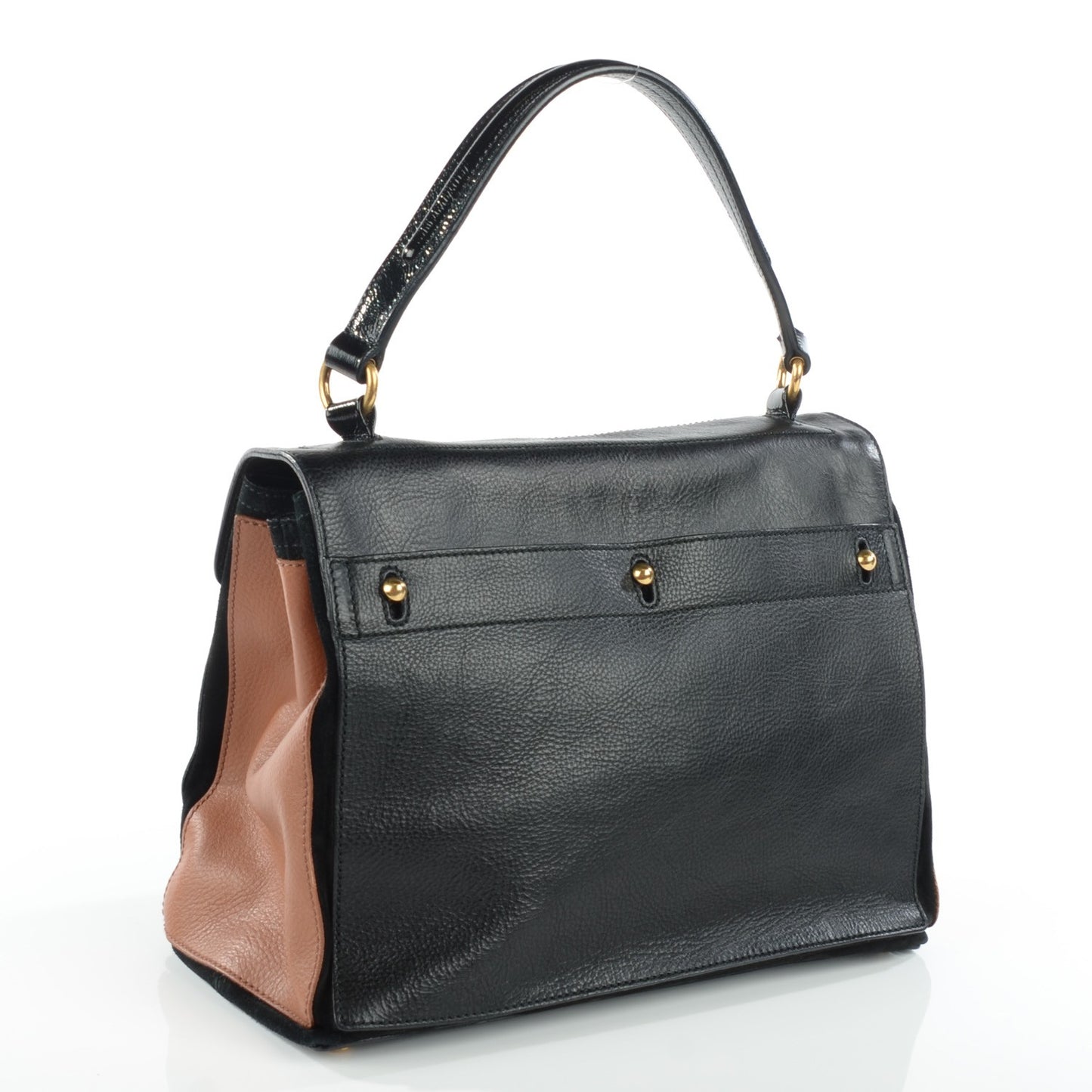 Calfskin Patent Medium Muse Two Black Camel