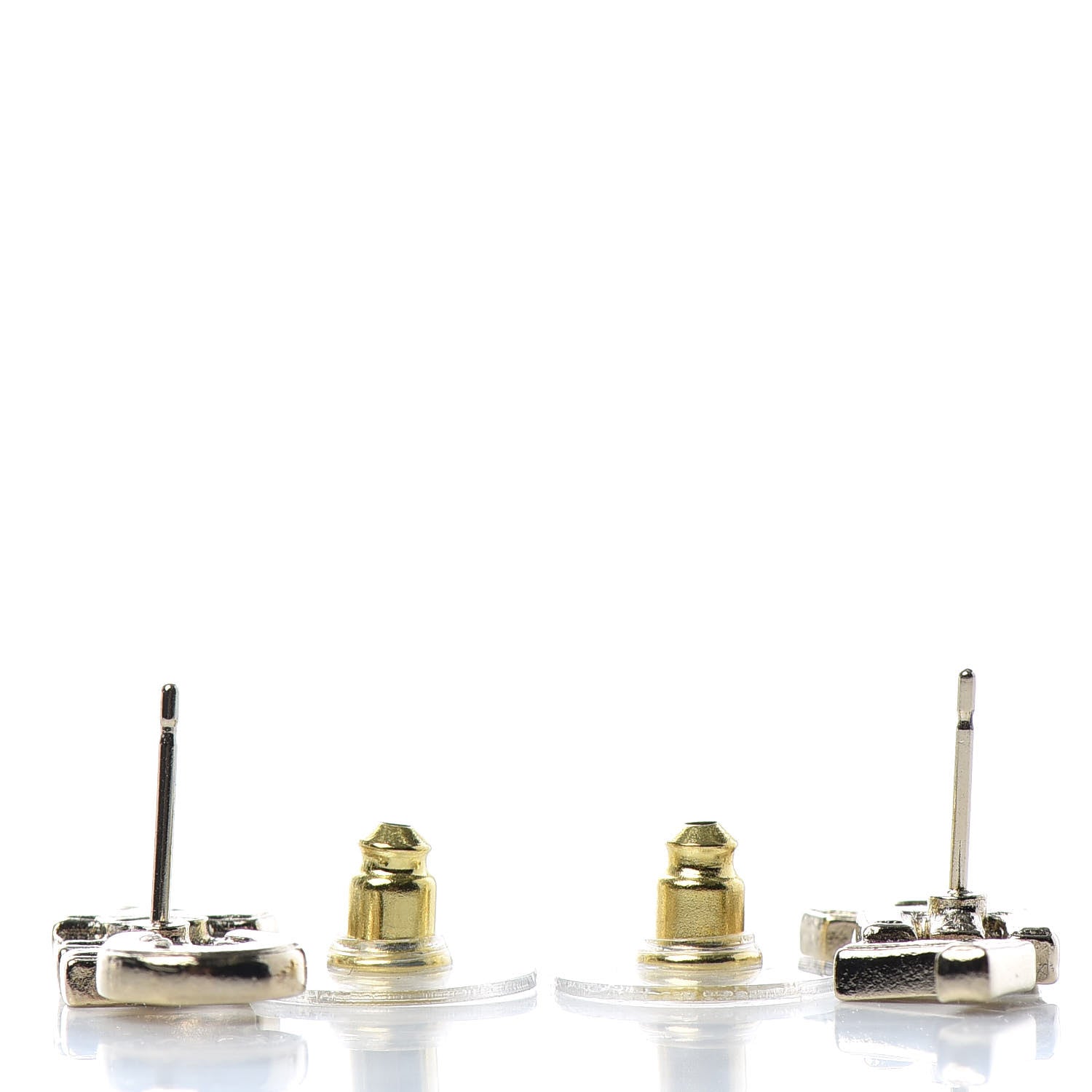 Chanel Crystal Pearl Signature Stud Earrings Gold 3 of 4