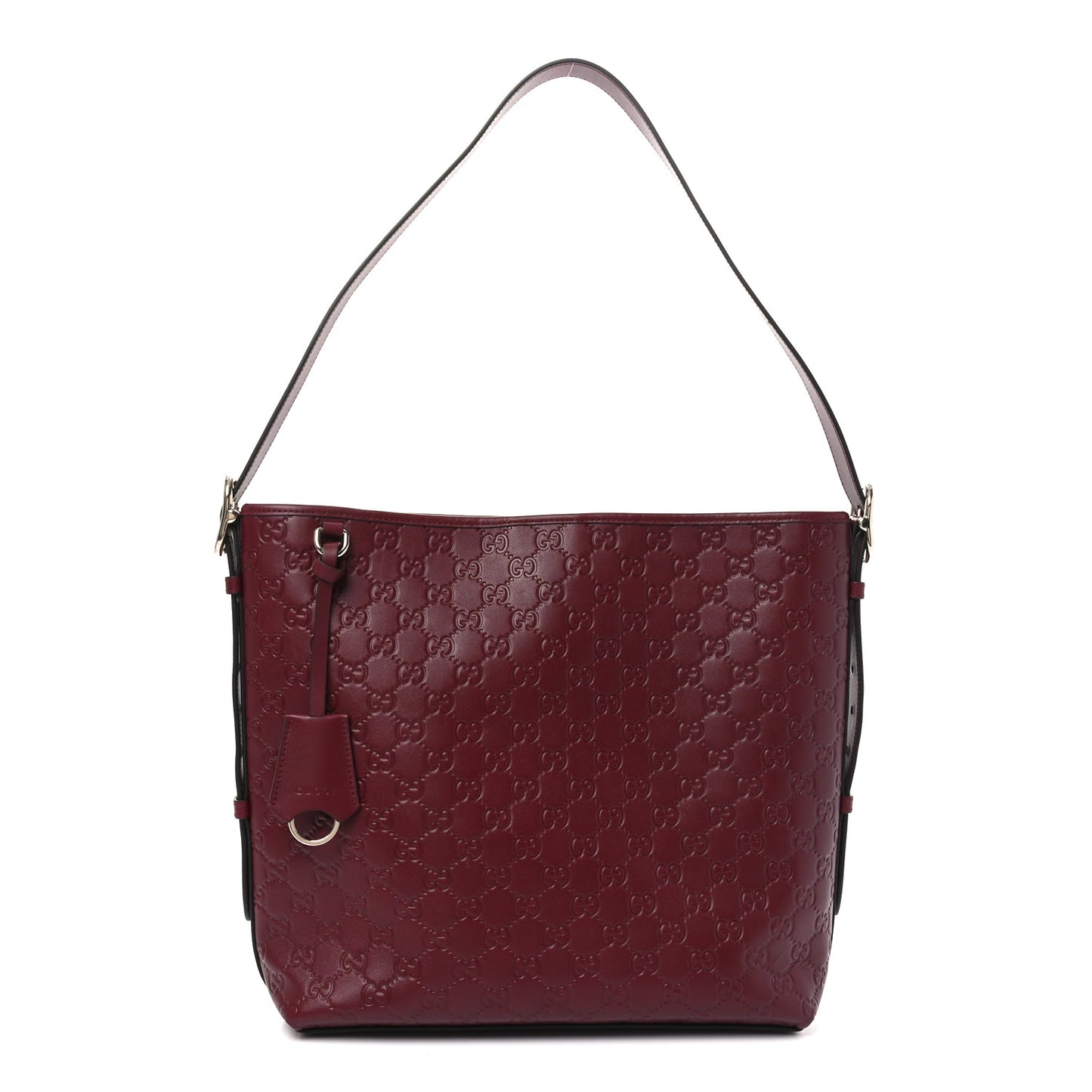 GG Calfskin Embossed Emblem Medium Shoulder Bag Rose Ancora