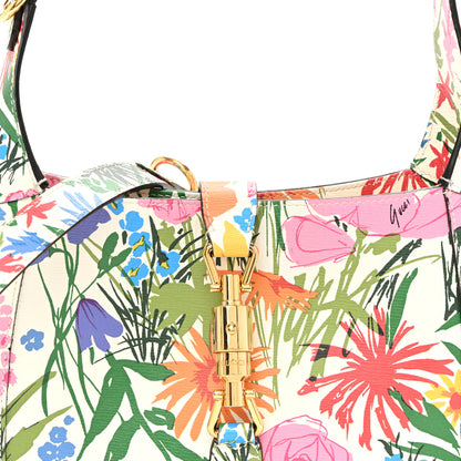 Gucci X KEN SCOTT New Shangai Calfskin Jardin D'Avril Floral Print Small Jackie 1961 Hobo Ivory Pink 8 of 12