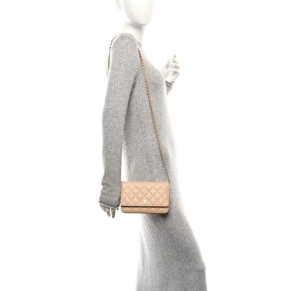 Chanel Caviar Quilted Wallet on Chain WOC Beige 2 of 12