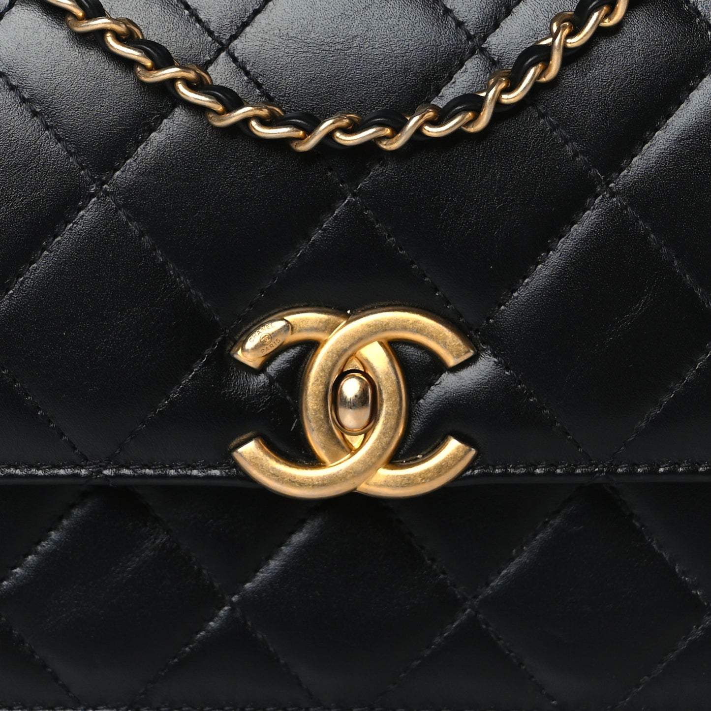 Calfskin Quilted Perfect Fit Flap Black