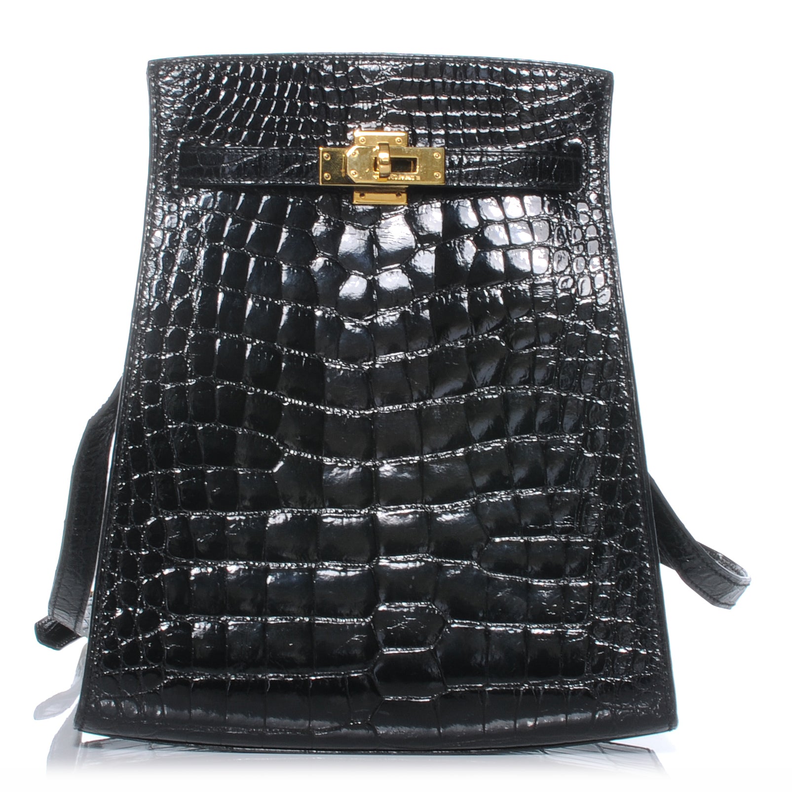 Hermes Shiny Alligator Kelly Sport PM Bag Black 1 of 8