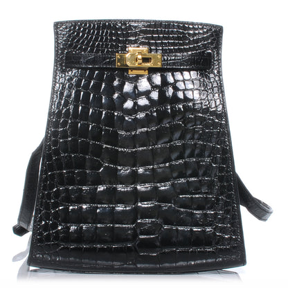 Hermes Shiny Alligator Kelly Sport PM Bag Black 1 of 8