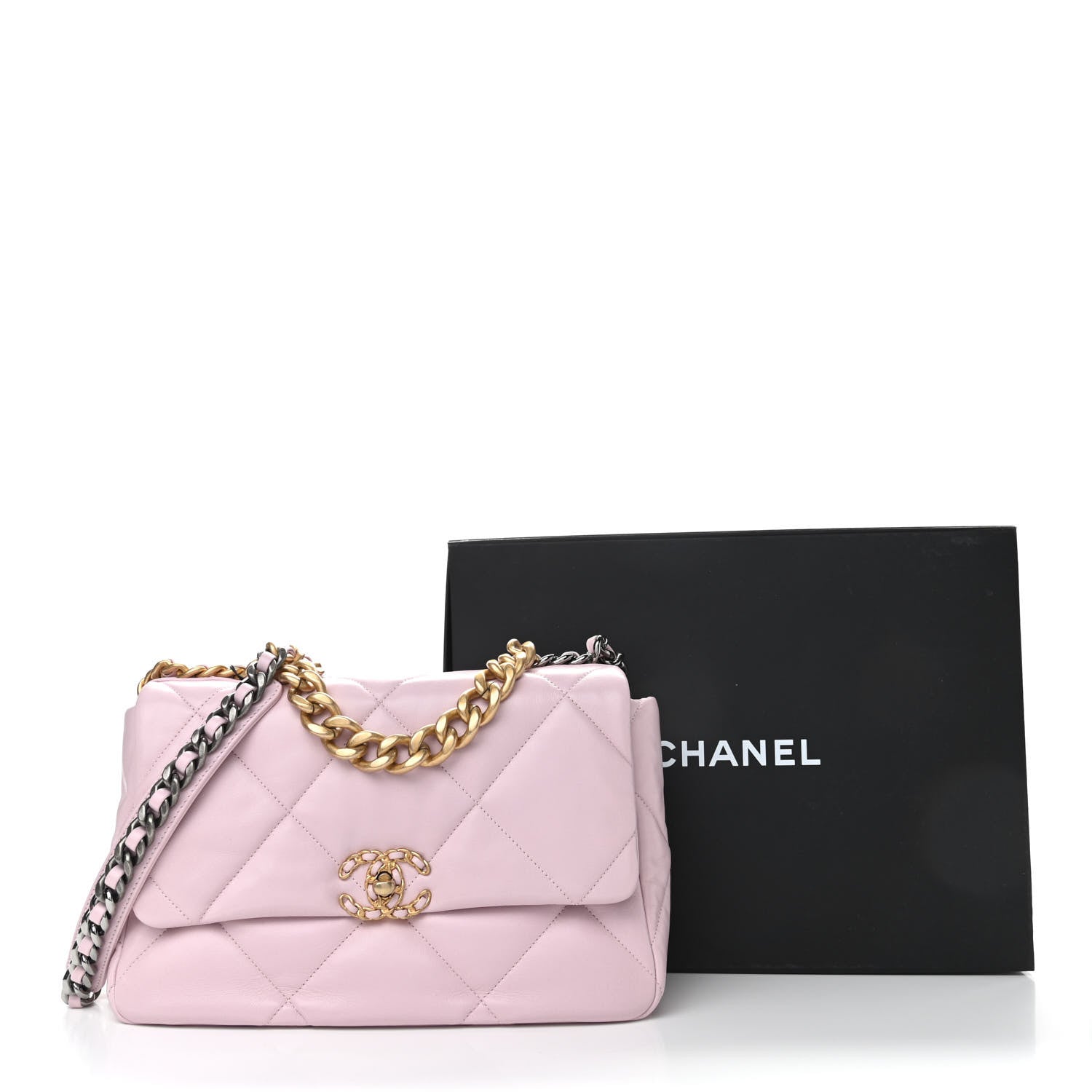 Chanel Lambskin Quilted Large Chanel 19 Flap Light Pink 12 of 12