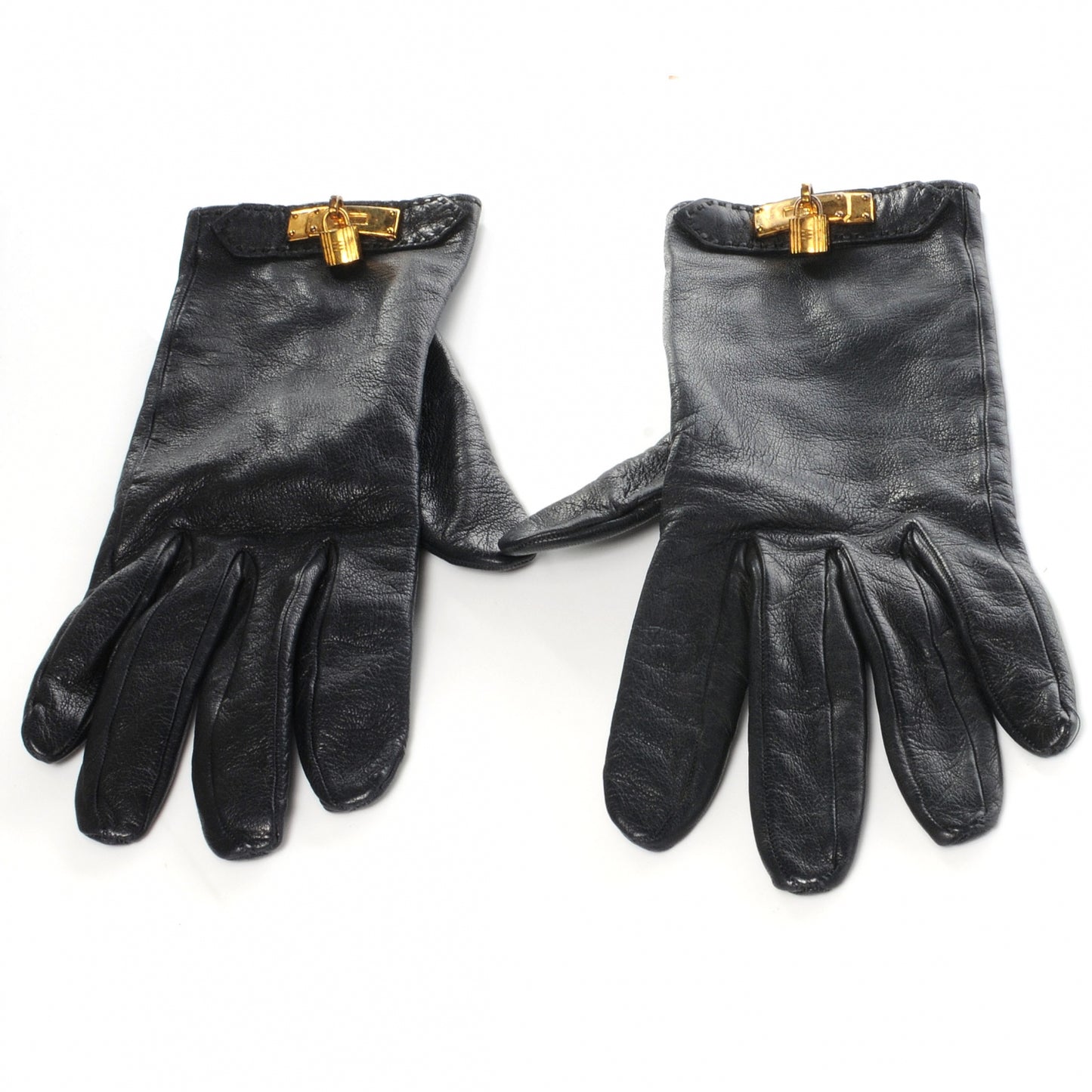 Lambskin Soya Kelly Lock Gloves Black 7.5