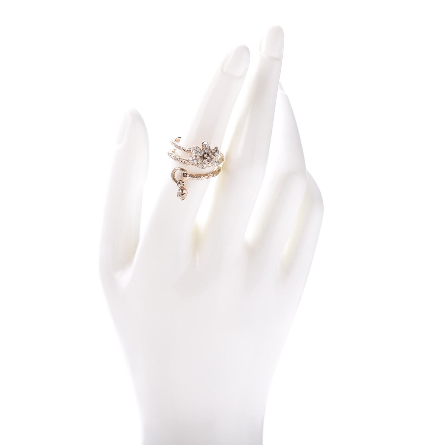 18K Yellow Gold Diamond Mother of Pearl Flora Wrap Ring 54 6.75