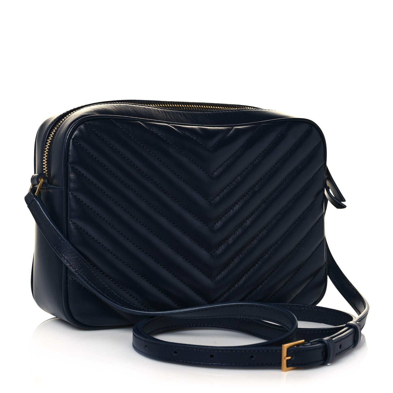 Saint Laurent Calfskin Matelasse Monogram Lou Camera Bag Navy 3 of 14