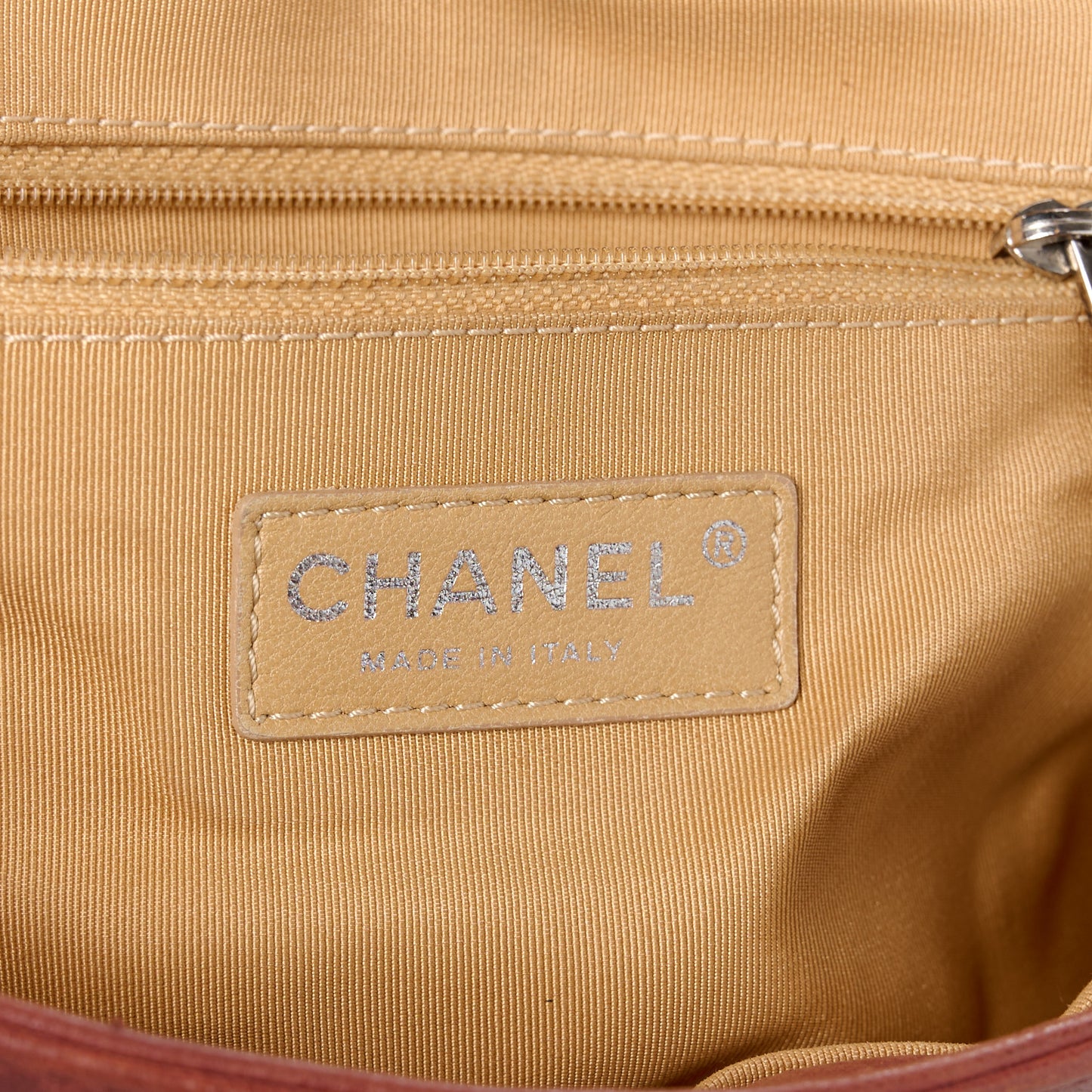 Washed Lambskin Quilted Large Chain Around Messenger Brown