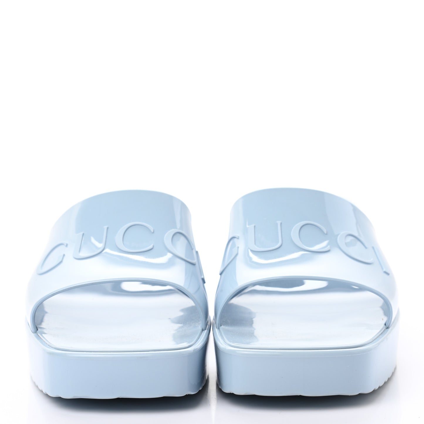 Rubber Gucci Logo Womens Platform 20/60mm Slide Sandals 42 Porcelain Light Blue