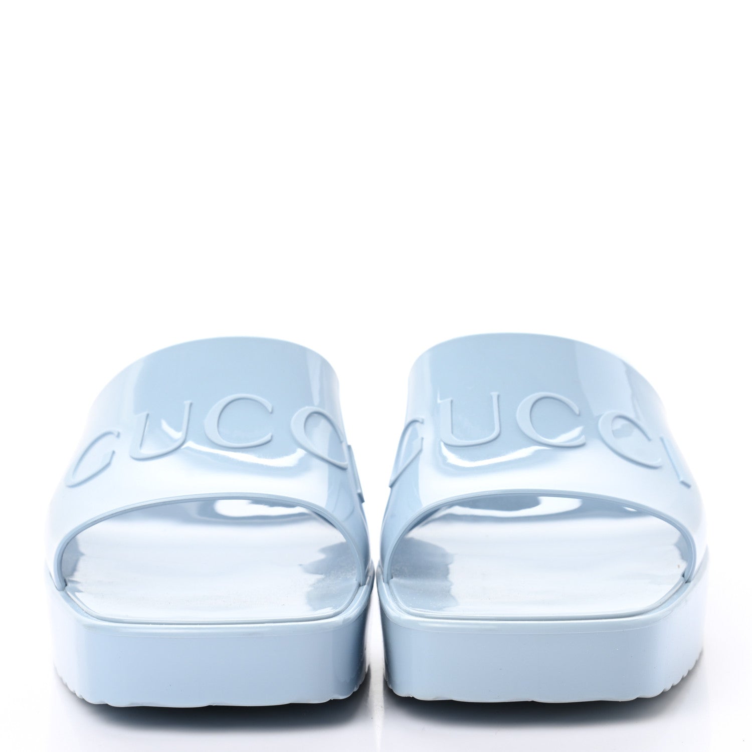Gucci Rubber Gucci Logo Womens Platform 20/60mm Slide Sandals 42 Porcelain Light Blue 2 of 8