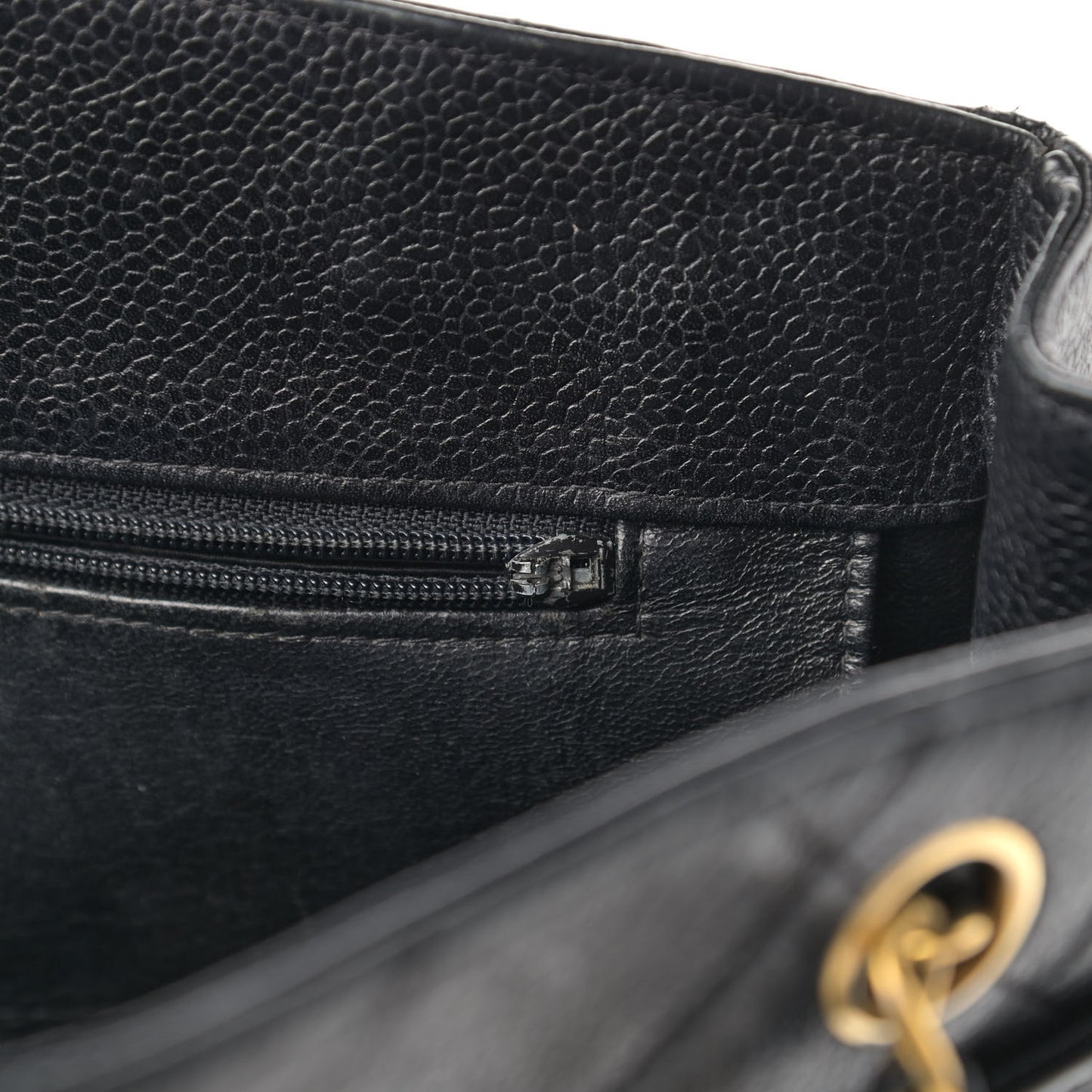 Caviar Quilted Flap Shoulder Bag Black