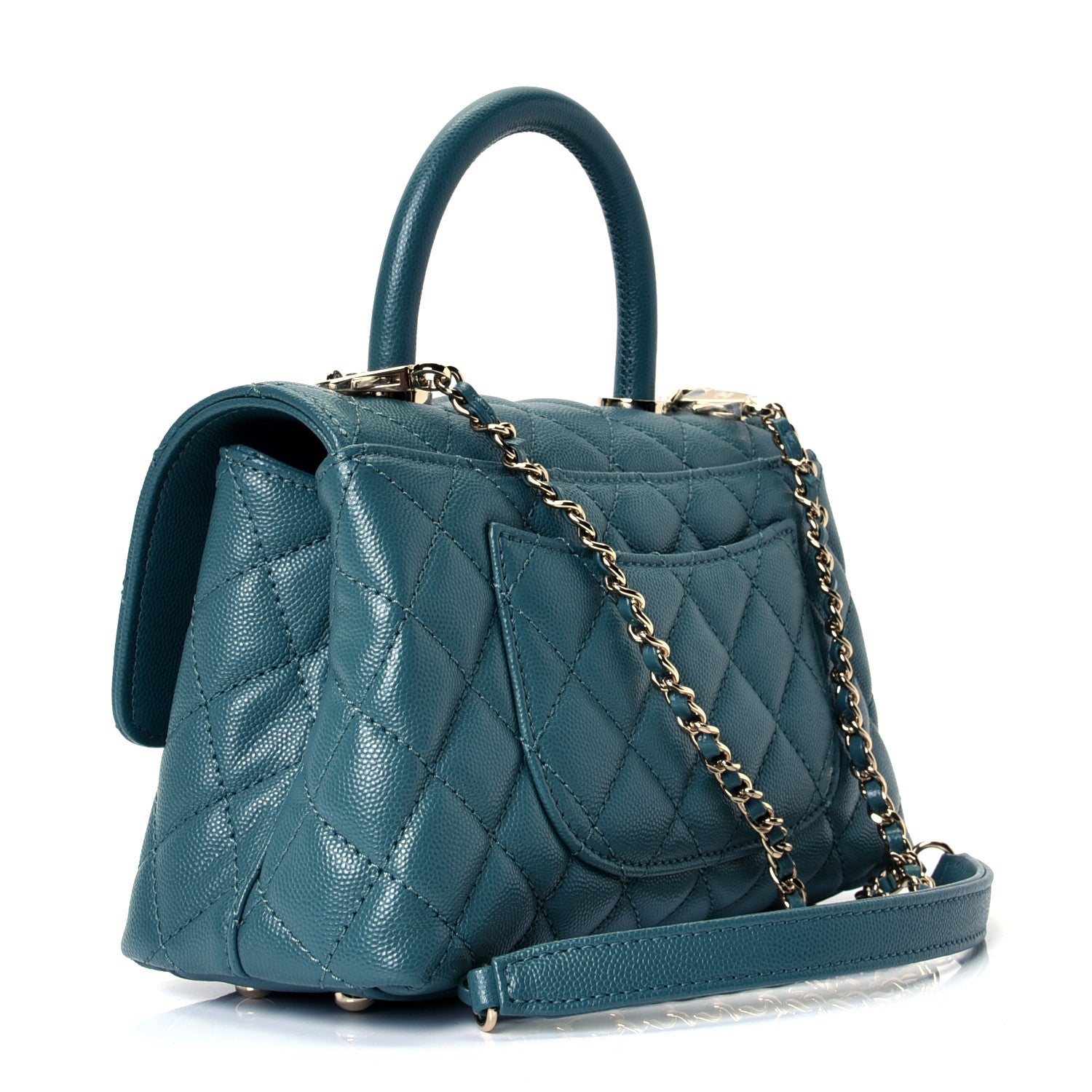 Chanel Caviar Quilted Mini Coco Handle Flap Green 2 of 4