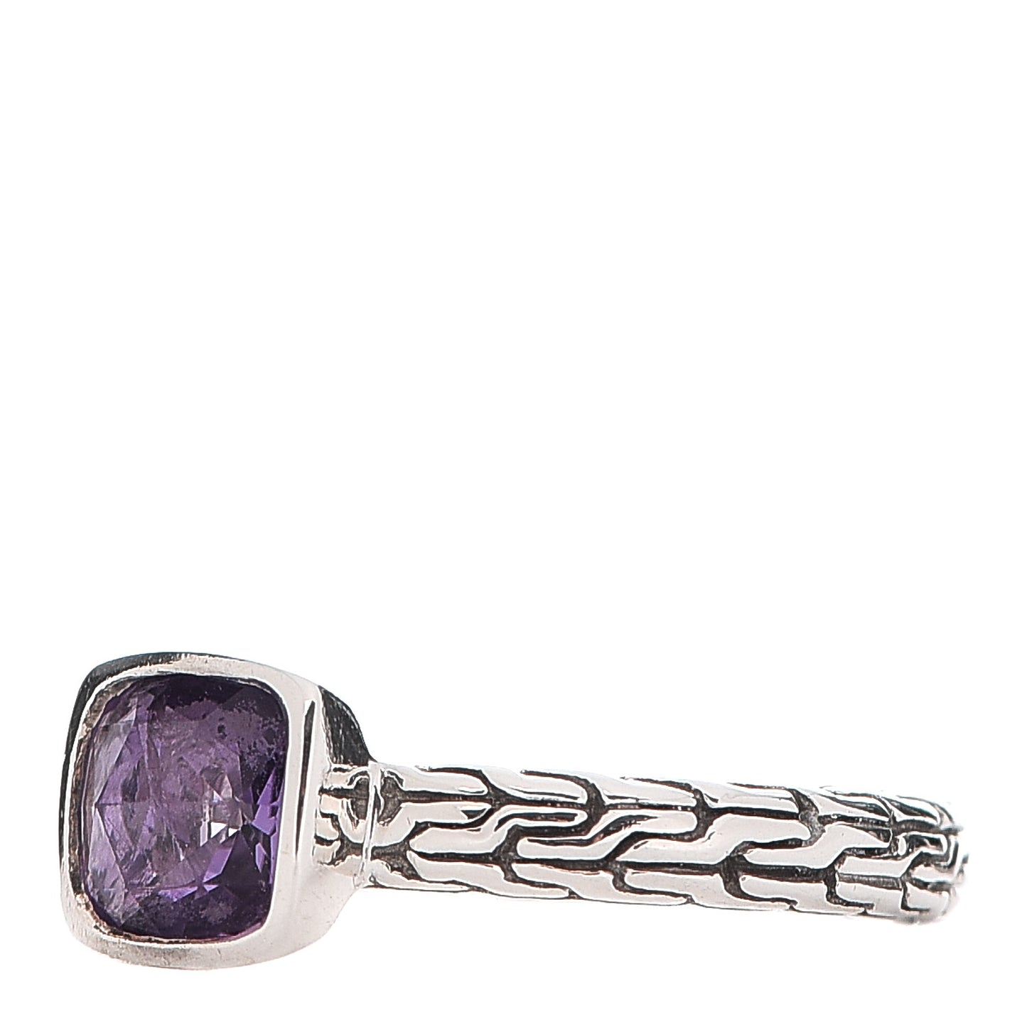 Sterling Silver Amethyst Station Classic Chain Ring 49 4.75