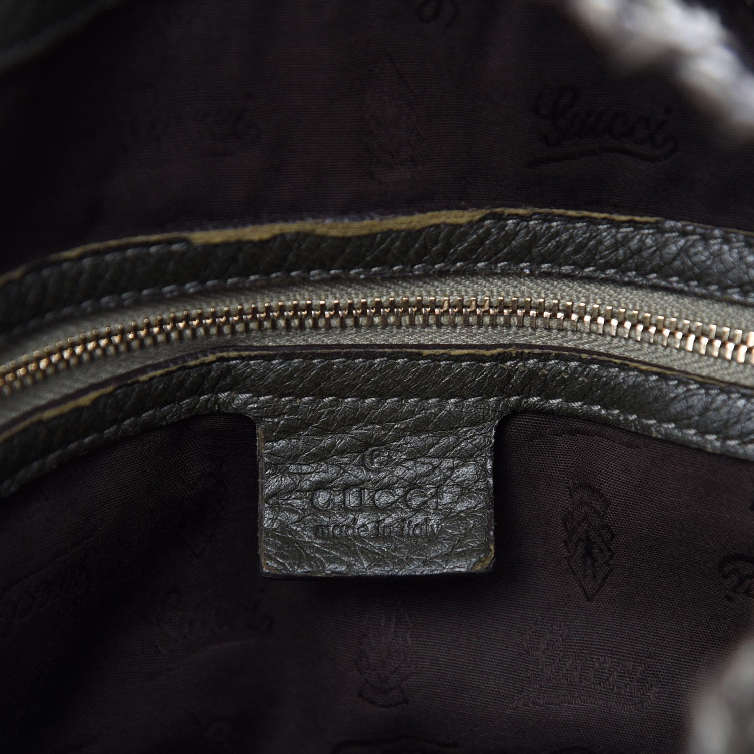 Gucci Pebbled Calfskin Medium G Wave Shoulder Bag Olive Green 8 of 11