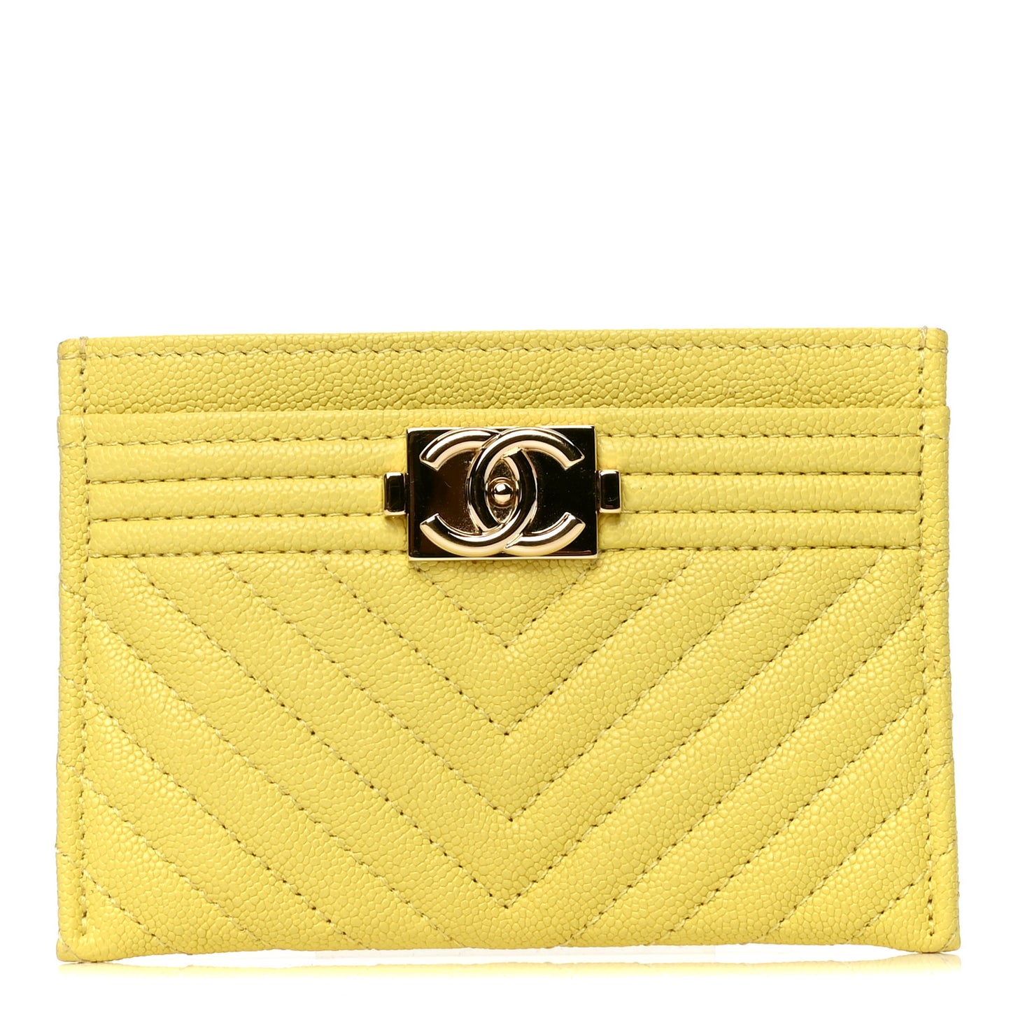 Caviar Chevron Quilted Boy Card Holder Yellow