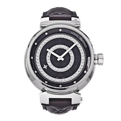 Louis Vuitton Stainless Steel Vernis Diamond 39mm Tambour Quartz Watch Amarante 1 of 9