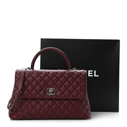 Chanel Caviar Quilted Medium Coco Handle Flap Burgundy 11 of 11