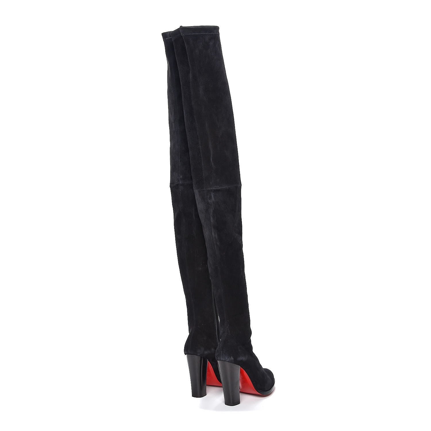 Christian Louboutin Veau Velours Verusch 100 Over The Knee Boots 36.5 Black 4 of 14
