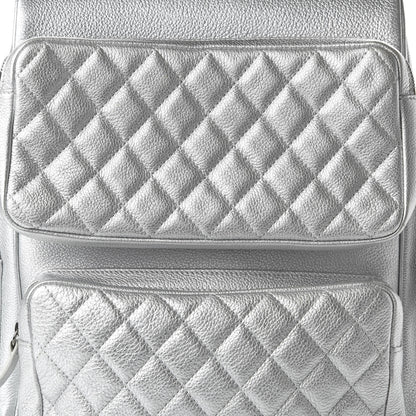 Chanel Metallic Grained Calfskin Quilted Large Casual Rock Backpack Silver 9 of 9