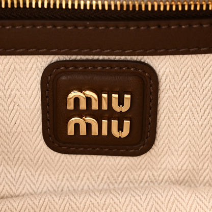Miu Miu Suede Padded Regular Arcadie Top Handle Bag Cacao 6 of 9