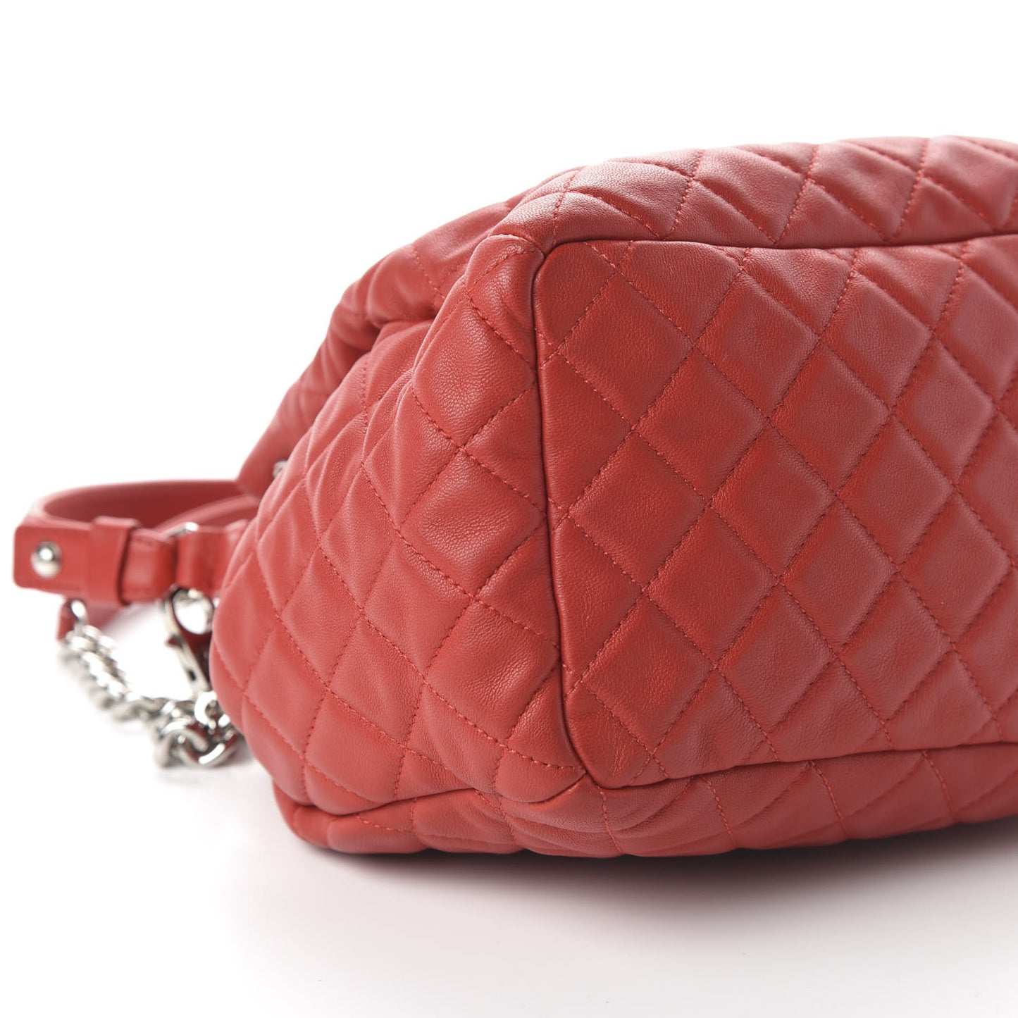 Lambskin Quilted Small CC Chain Drawstring Bucket Bag Red