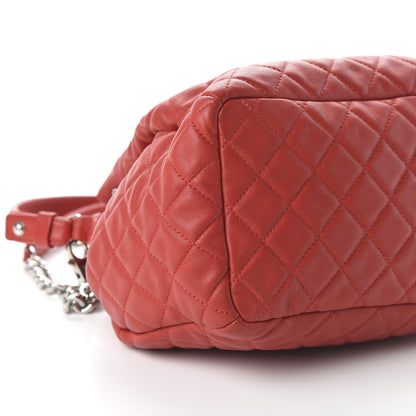 Chanel Lambskin Quilted Small CC Chain Drawstring Bucket Bag Red 6 of 10