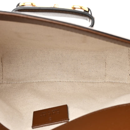 Gucci GG Supreme Monogram Azalea Calfskin Web Mini Horsebit 1955 Shoulder Bag Beige Ebony Brown Sugar 5 of 11