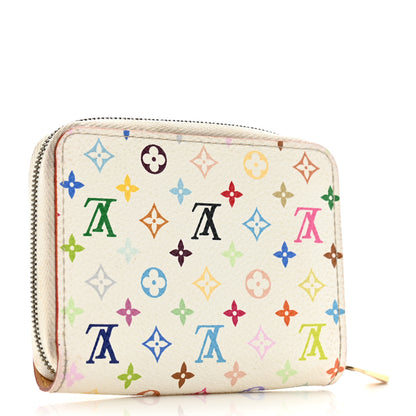 Louis Vuitton Monogram Multicolor Zippy Coin Purse Wallet White Litchi 3 of 12