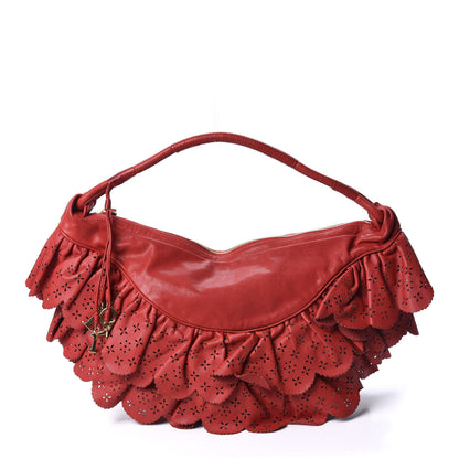 Christian Dior Washed Calfskin Gypsy Ruffles Bag Red 1 of 9