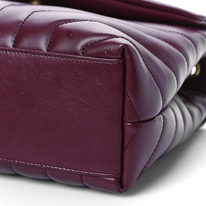Saint Laurent Calfskin Y Quilted Monogram Small Loulou Chain Satchel Dark Legion Red 9 of 9