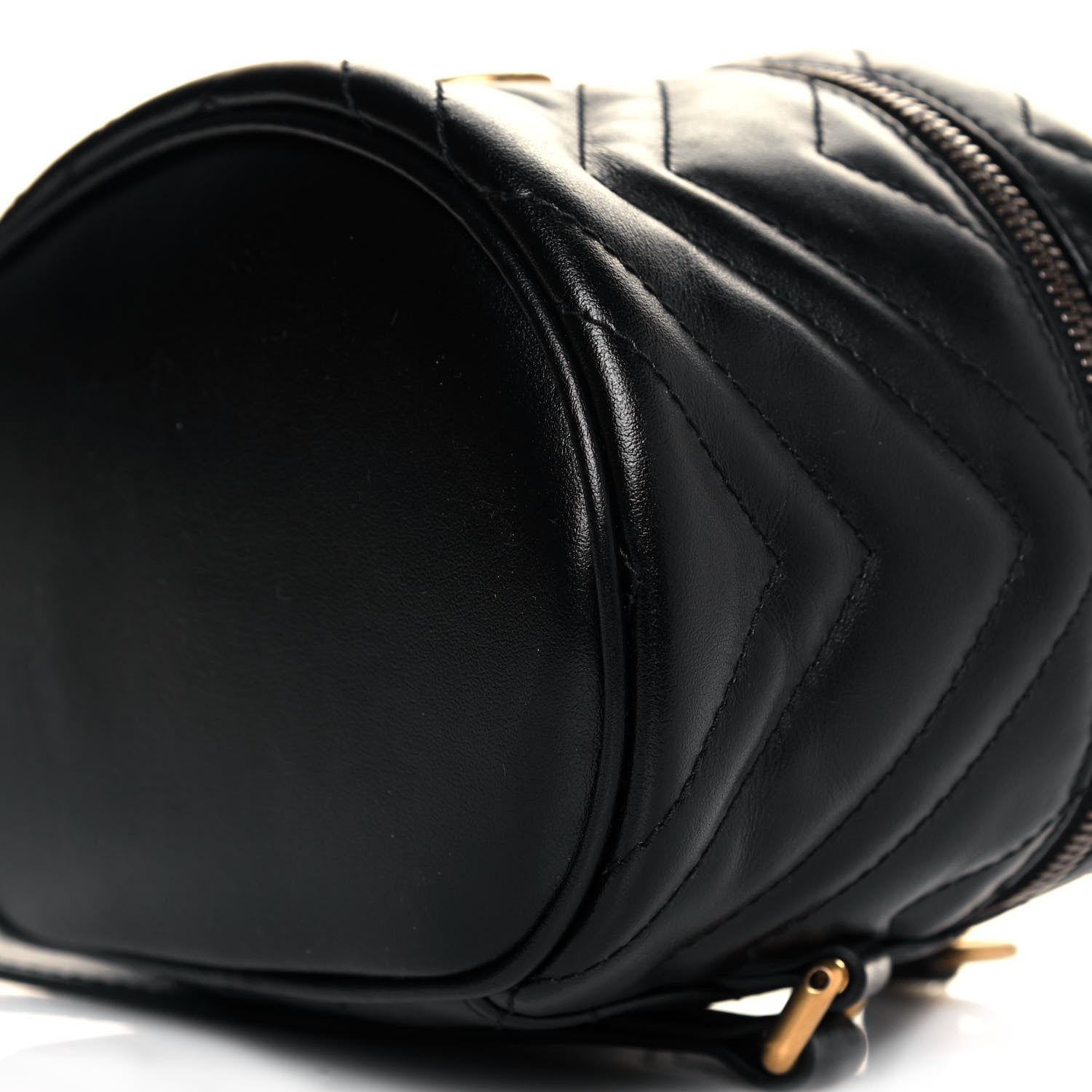 Gucci Calfskin Matelasse Mini GG Marmont Round Backpack Black 8 of 9