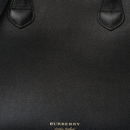 Burberry Derby Calfskin House Check Medium Banner Tote Black 8 of 10