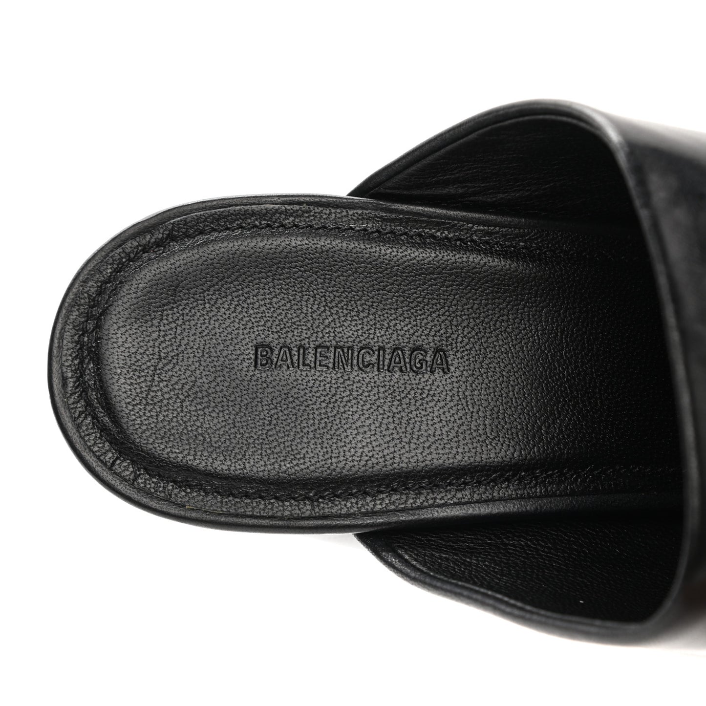 Shiny Sheepskin Oval 90mm Mule Pump 39 Black White