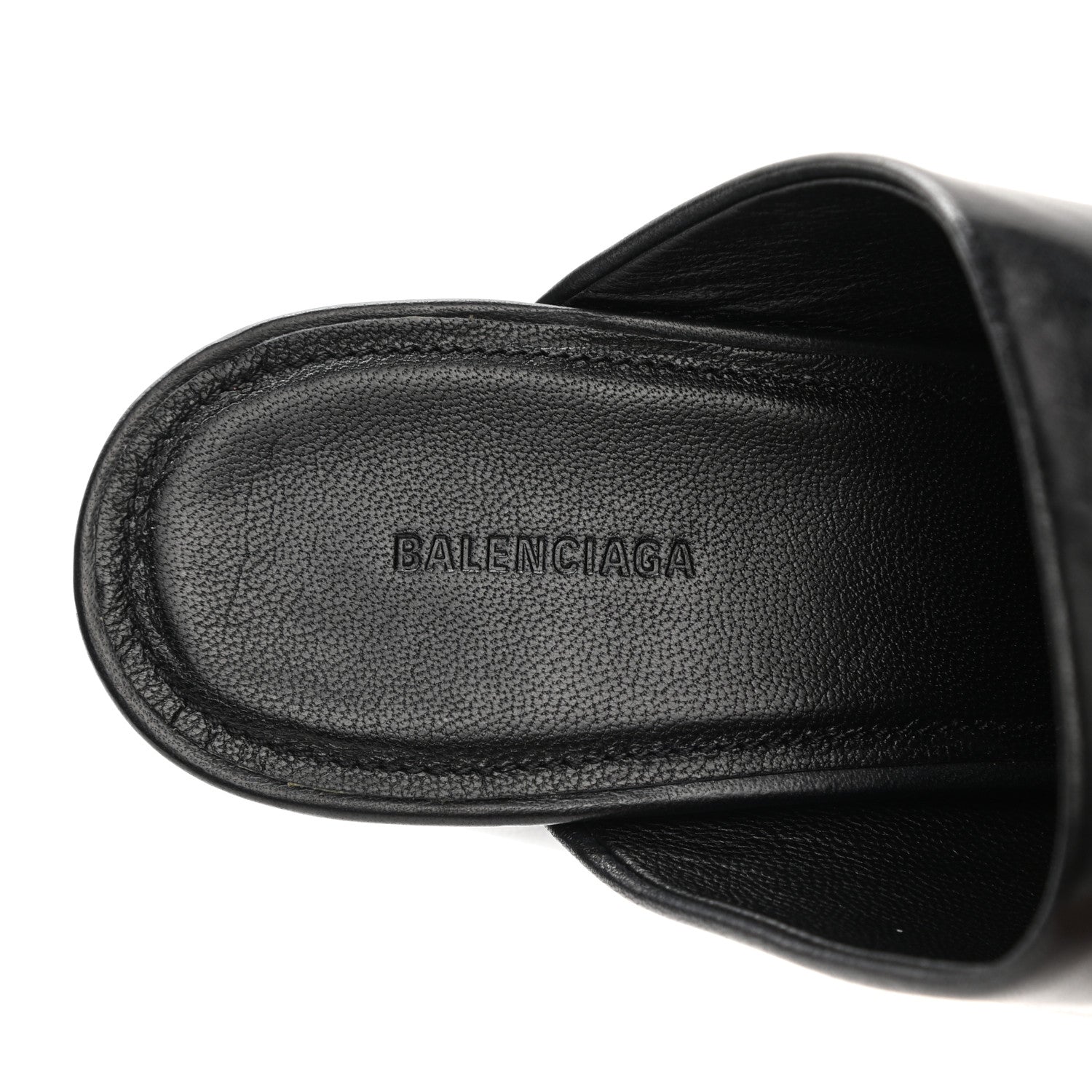 Balenciaga Shiny Sheepskin Oval 90mm Mule Pump 39 Black White 7 of 13