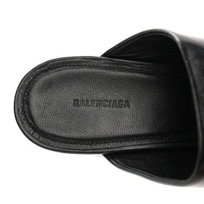 Balenciaga Shiny Sheepskin Oval 90mm Mule Pump 39 Black White 7 of 13