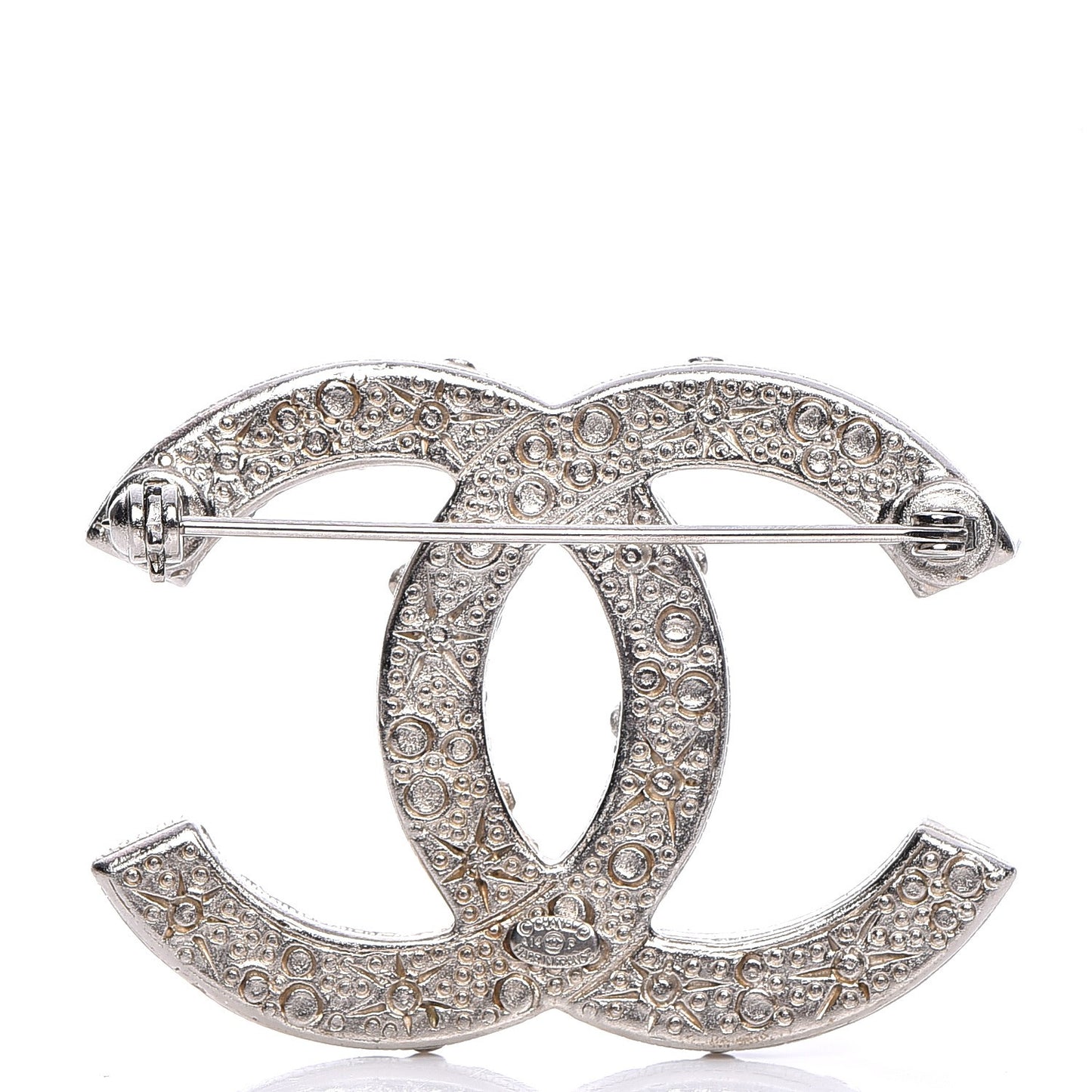 Crystal Large CC Brooch Silver