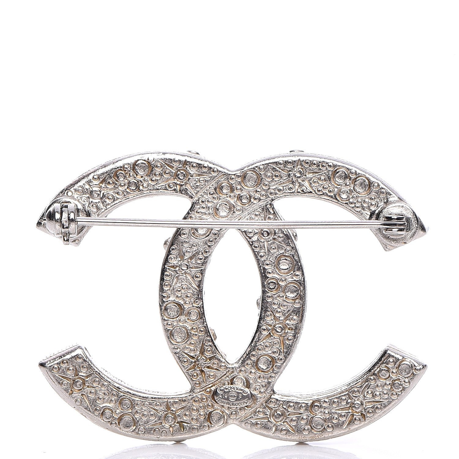 Chanel Crystal Large CC Brooch Silver 3 of 5