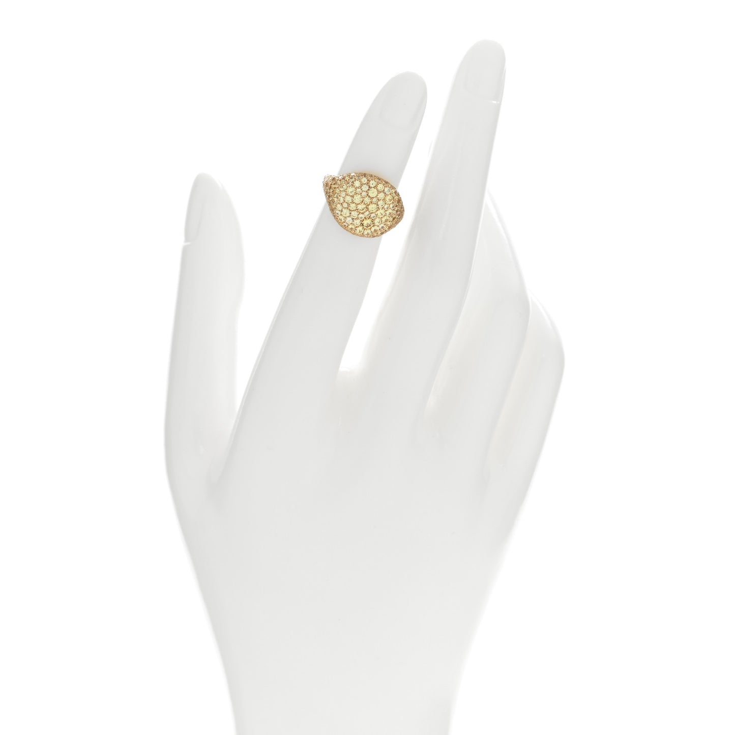 18K Yellow Gold Yellow Sapphire 13mm Pave Pinky Ring 45 3.25