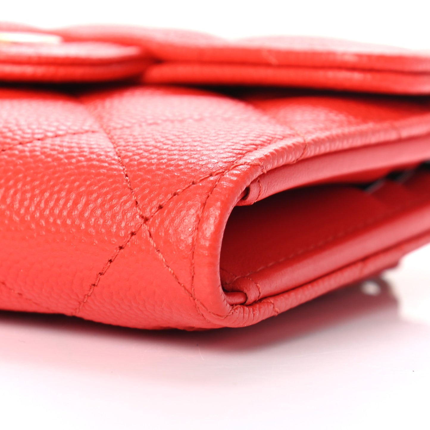 Caviar Quilted Compact Flap Wallet Red