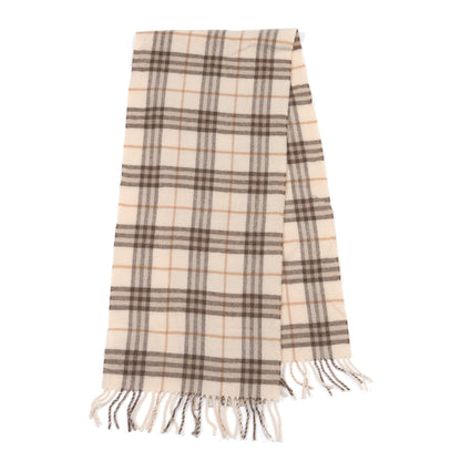 Burberry Lambswool Check Fringe Scarf Beige 2 of 4