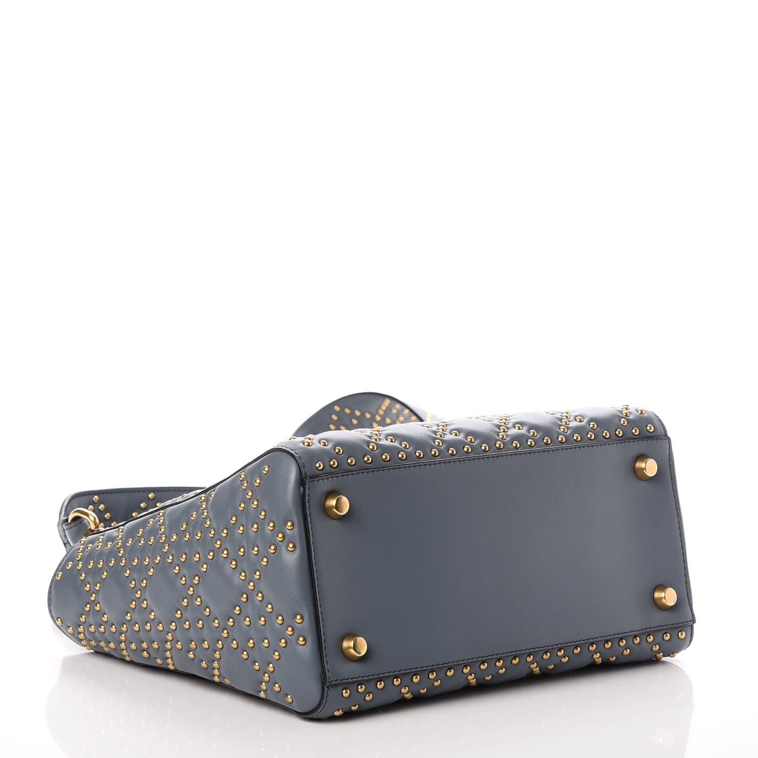 Christian Dior Calfskin Cannage Studded Medium Supple Lady Dior Grey 4 of 7