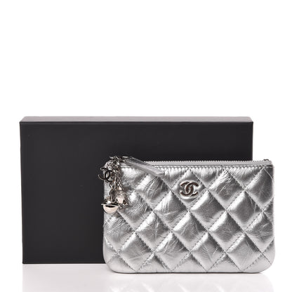 Chanel Metallic Calfskin Quilted Small Cosmo Cosmetic Case Silver 8 of 8